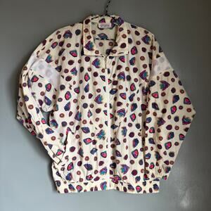 Vintage AMERICAN SPORTIF Women's Medium Nylon Seashell Zip Jacket 90's Grandma